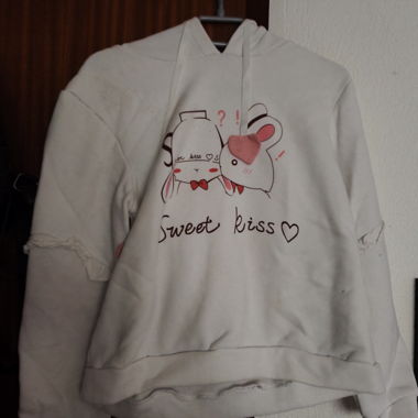 Sweat à capuche blanc lapin