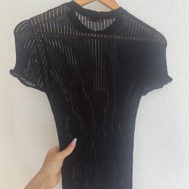 Transparenter Zara-Ripp-Top in Schwarz