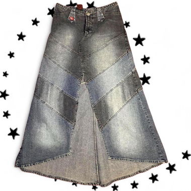 Jupe maxi en patchwork denim Y2K