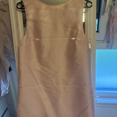Pink satin dress with bow 
