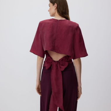 Bordeaux Blouse with Back Bow