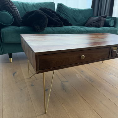 Couchtisch Holz Akazie Gold 