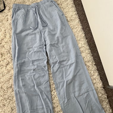 Pantalon en tissu léger bleu clair XS