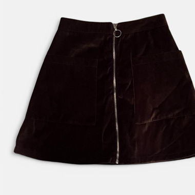 Brown velvet mini skirt