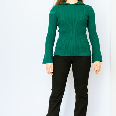 Sandro - Maglione verde smeraldo con cappuccio a coste