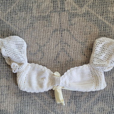 Weiss gehäkeltes Bikini Oberteil S