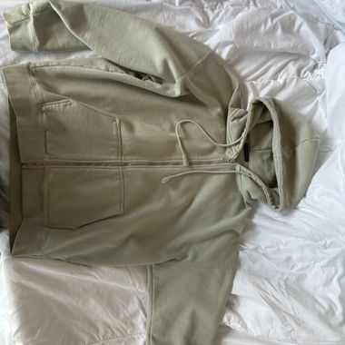 Felpa con cappuccio zip verde Brandy Melville