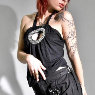 y2k indiesleaze cutout sequin clubwear top