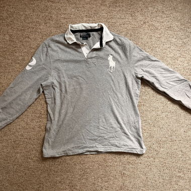 Polo Ralph Lauren Langarm-Rugbyshirt grau L