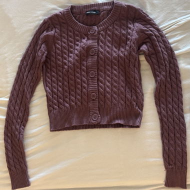 Cardigan viola intrecciato