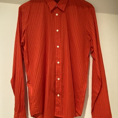 HUGO BOSS Rot Gestreiftes Langarmhemd M