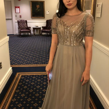Robe de soirée pour invitée de mariage avec sequins S