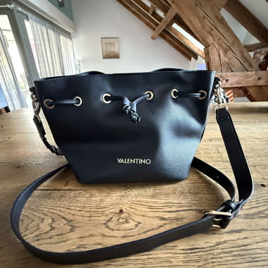 Valentino – Black Logo Shoulder Bucket Bag
