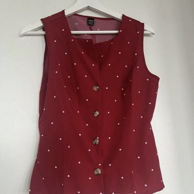 Red Polka-Dot Sleeveless Blouse Size S