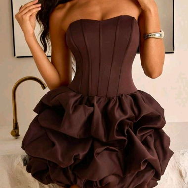 Robe corset marron (016-2) XS