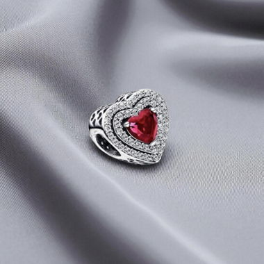 Herz Charm mit roten Stein Pandora