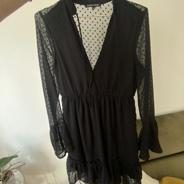 Schwarzes Chiffon-Kleid XS