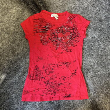 Y2K hedi true love glitter graphic tight tshirt