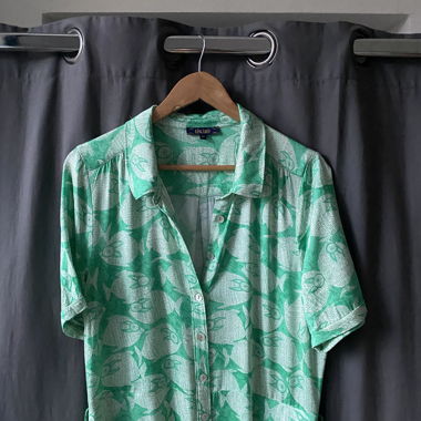 Robe chemise verte imprimée