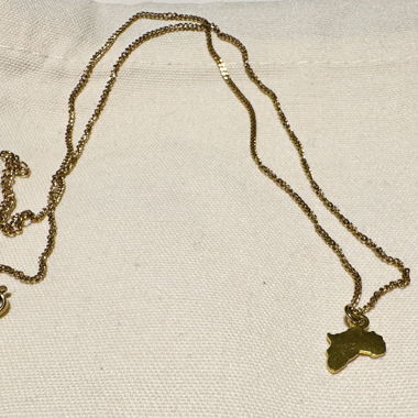 Gold Necklace with Africa Pendant – Never Worn