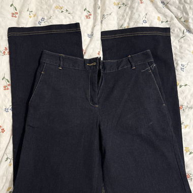 Dark blue straight-leg denim pants