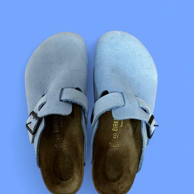 blue birkenstock clogs