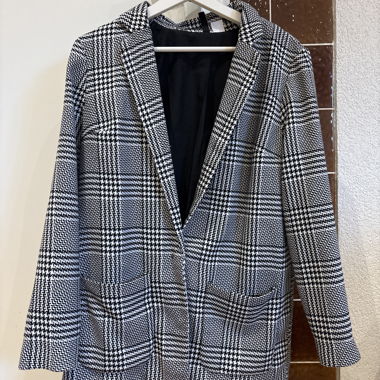 Schwarz-weiss karierter Blazer