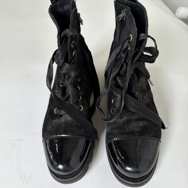 Black Lace-Up Ankle Boots