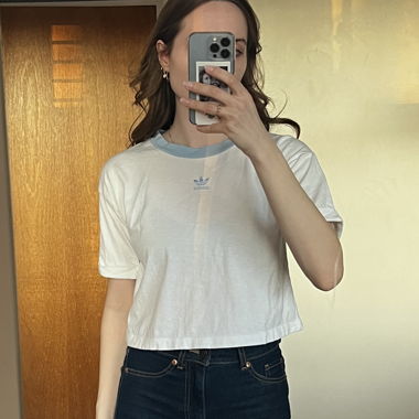 Adidas Crop T-Shirt bianco azzurro chiaro