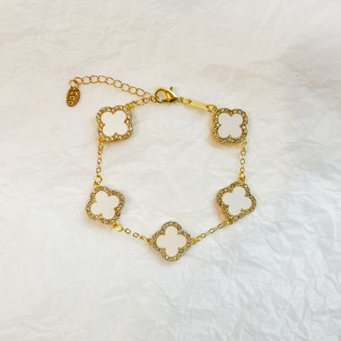 Bracelet Trèfle en zirconia - plaqué or 18 carats