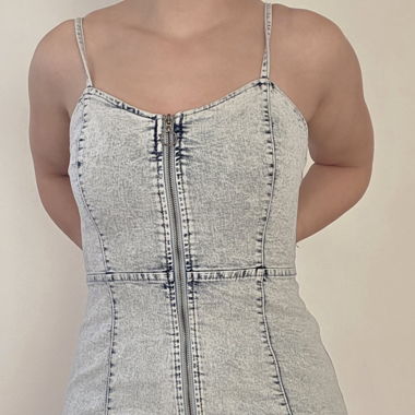 Light wash denim mini dress