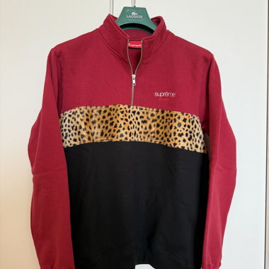 Felpa Supreme half-zip con stampa leopardata