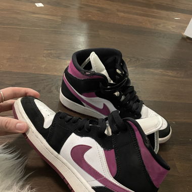 Nike Air Jordan 1 Mid Purple White Black Sneakers 