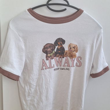 Ribbed Dog Print T-Shirt XL