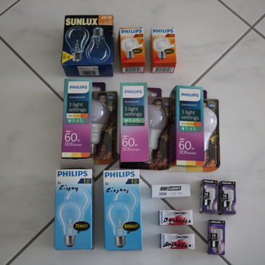 Light bulbs & LED lamps Philips, Sunlux, various watts