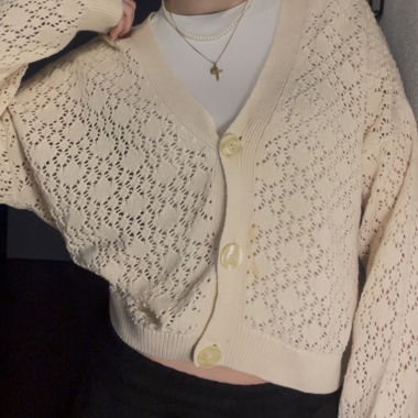 Cream Crochet Cardigan
