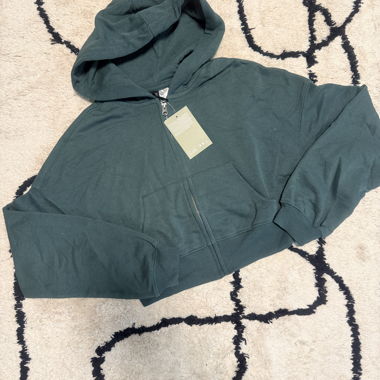 Dark green hooded jacket with zip