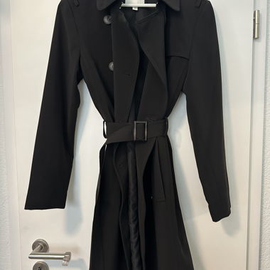 Black belted trench coat