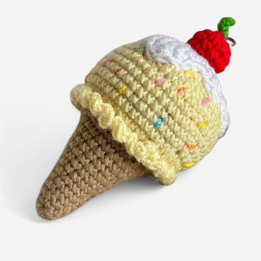 Handmade Ice Cream Keychain – Amigurumi Style 