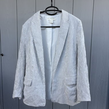 H&M Blazer gestreift mit Leinenlook