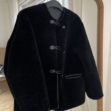 MNG black faux shearling jacket XS