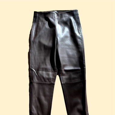 Pantalon en simili-cuir brun 