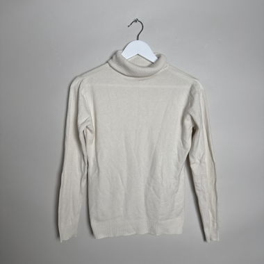 Pull col roulé beige