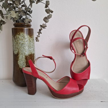 Red platform sandals