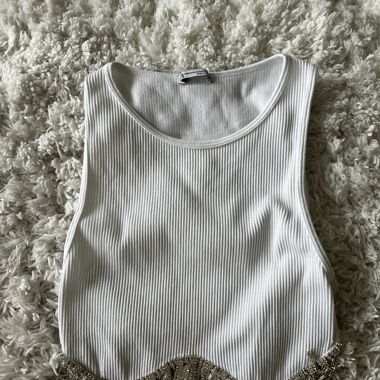 White sparkling crop top