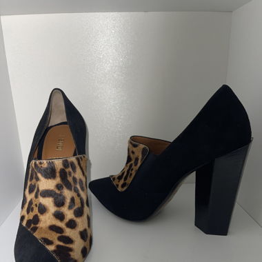 Fendi black & leopard print suede ankle boots 37.5