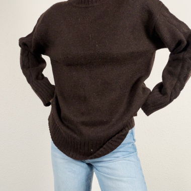 Maglione M&S marrone collo alla coreana S in misto lana