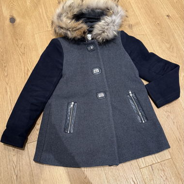 Sandro wool coat with removable fur hood