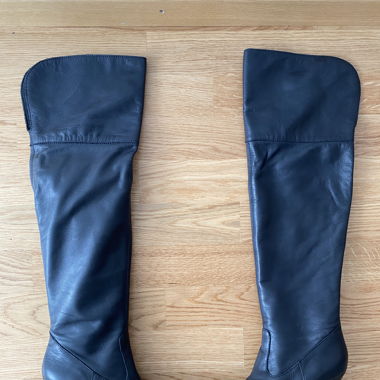 Overknee Stiefel Schwarz Leder
