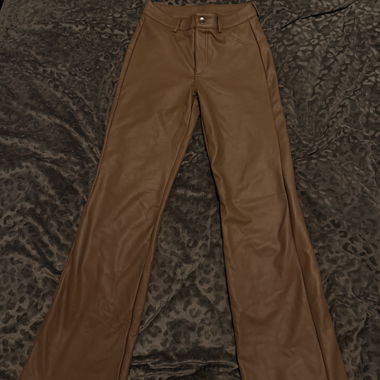 Brown faux leather pants